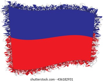Civil flag and ensign of Haiti, officially the Republic of Haiti. Vector illustration of a stylized flag. Shaggy edge.