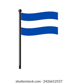 Civil flag of Republic of El Salvador in the original colours and on the stick