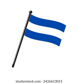 Civil flag of Republic of El Salvador in the original colours and on the stick