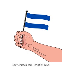 Civil flag of Republic of El Salvador in the original colours and on the stick