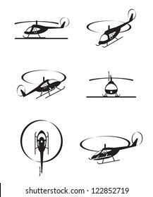 Civil helicopters in perspective - vector illustration