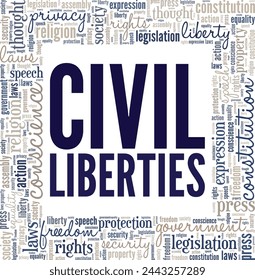 Civil Liberties word cloud conceptual design isolated on white background.
