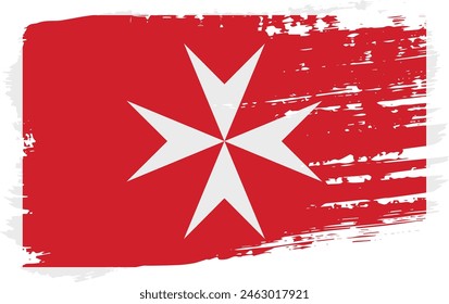 Civil Malta flag, wide brush stroke on transparent background, vector.