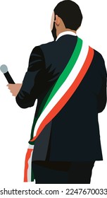 civil personality mayor with tricolor band-