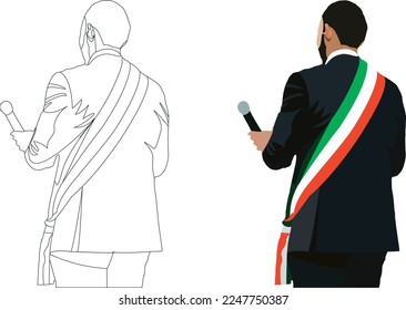 civil personality mayor with tricolor band-