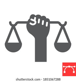 Civil Rights Glyph Icon, Scale And Balance, Lawyer Sign Vector Graphics, Editable Stroke Solid Icon, Eps 10