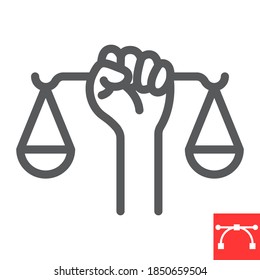 Civil rights line icon, scale and balance, lawyer sign vector graphics, editable stroke linear icon, eps 10