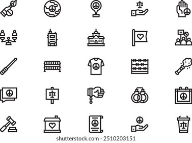 Civil rights movement icons collection is a vector illustration with editable stroke.