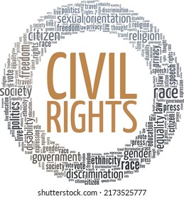 Civil Rights Word Cloud Conceptual Design Isolated On White Background.