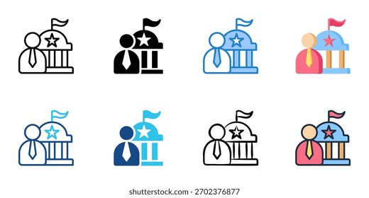 Civil service icon set multiple style collection 
