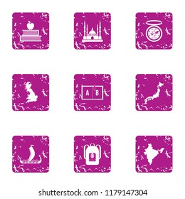 Civil structure icons set. Grunge set of 9 civil structure vector icons for web isolated on white background