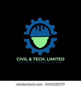 Civil and Tech with gear cursor icon and pencil logo Design