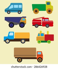 Civil transportation vector set for construction, agriculture, shipping,  carrying and  logistics needs. 