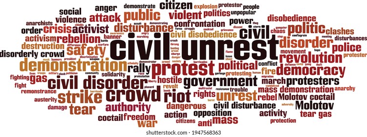 Civil unrest word cloud concept. Collage made of words about civil unrest. Vector illustration