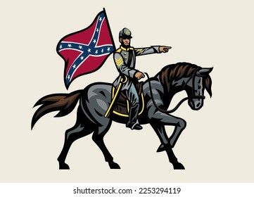 Civil War Confederate Commander Riding the Horse