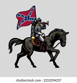 Civil War Confederate trumpet army riding the horse