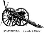 Civil war era cannon vector illustration in black on white background 