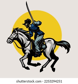 Civil War Union Sword Soldier Riding the Horse svg
