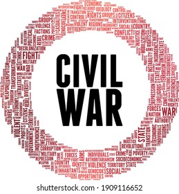 Civil war vector illustration word cloud isolated on a white background.