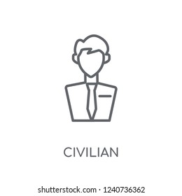 civilian linear icon. Modern outline civilian logo concept on white background from army and war collection. Suitable for use on web apps, mobile apps and print media.