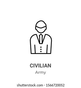 Civilian outline vector icon. Thin line black civilian icon, flat vector simple element illustration from editable army concept isolated on white background