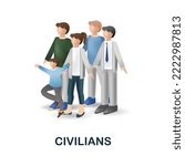 Civilians icon. 3d illustration from war collection. Creative Civilians 3d icon for web design, templates, infographics and more