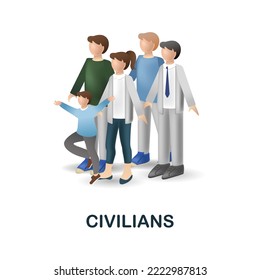 Civilians icon. 3d illustration from war collection. Creative Civilians 3d icon for web design, templates, infographics and more