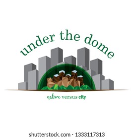 Civilization against nature, city against the green, stone jungle, Yin Yang