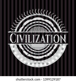 Civilization silvery shiny badge. Vector Illustration. Mosaic.