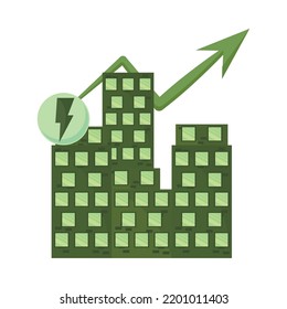 ciyt with green energy isolated icon