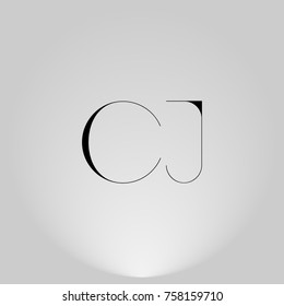 CJ Black thin minimalist LOGO Design with Highlight on Gray background.