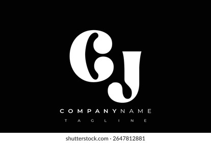 CJ Creative Abstract Typography Logo Design (em inglês). Logotipo elegante que combina tipografia arrojada e formas criativas, ideal para soluções de marca e identidade.