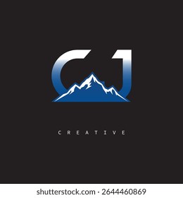 CJ Creative Mountain Logo Bold Gradient Letter mark Branding Design for Business Outdoor Brands