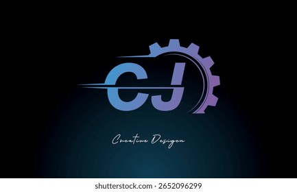 CJ Gear Fusion Logo – Industrial Tech-Inspired Letter mark Futuristic Industrial Letter Mark Design for Technology and Engineering Brands.