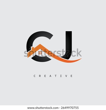 CJ House Letter Logo – Creative Real Estate Monogram with Roof Shape and Home Icon for Property, Architecture and Modern Branding Identity