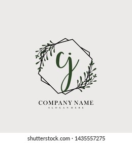 CJ Initial beauty floral logo template