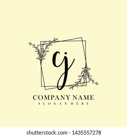 CJ Initial beauty floral logo template
