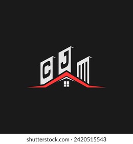 Vector de diseño del logotipo de la casa de la construcción inicial de CJ