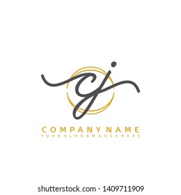 CJ Initial handwriting logo concept