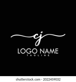 CJ Initial Handwriting Logo Design Vector