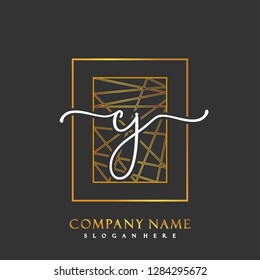 CJ Initial Handwriting logo template vector