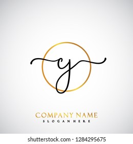 CJ Initial Handwriting logo template vector