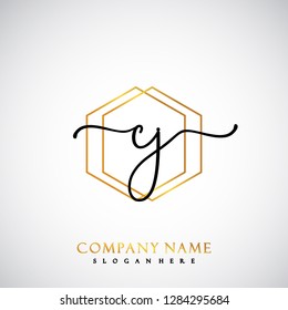 CJ Initial Handwriting logo template vector