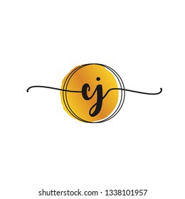 CJ  Initial Handwriting logo template vector