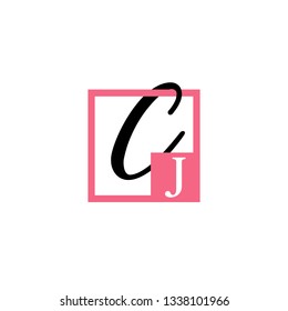 CJ  Initial Handwriting logo template vector