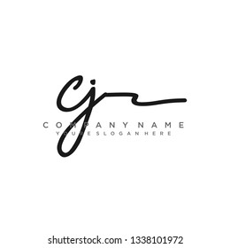 CJ  Initial Handwriting logo template vector