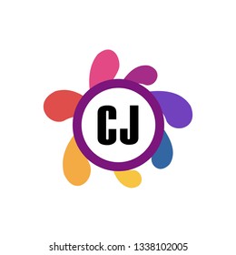 CJ  Initial Handwriting logo template vector