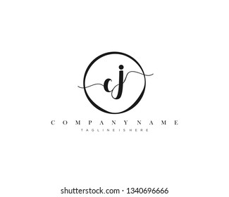CJ initial handwriting logo template vector