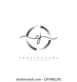 CJ initial handwriting logo template vector