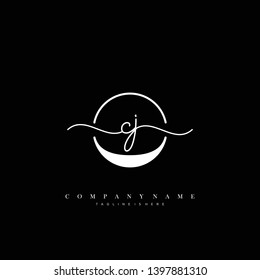 CJ initial handwriting logo template vector